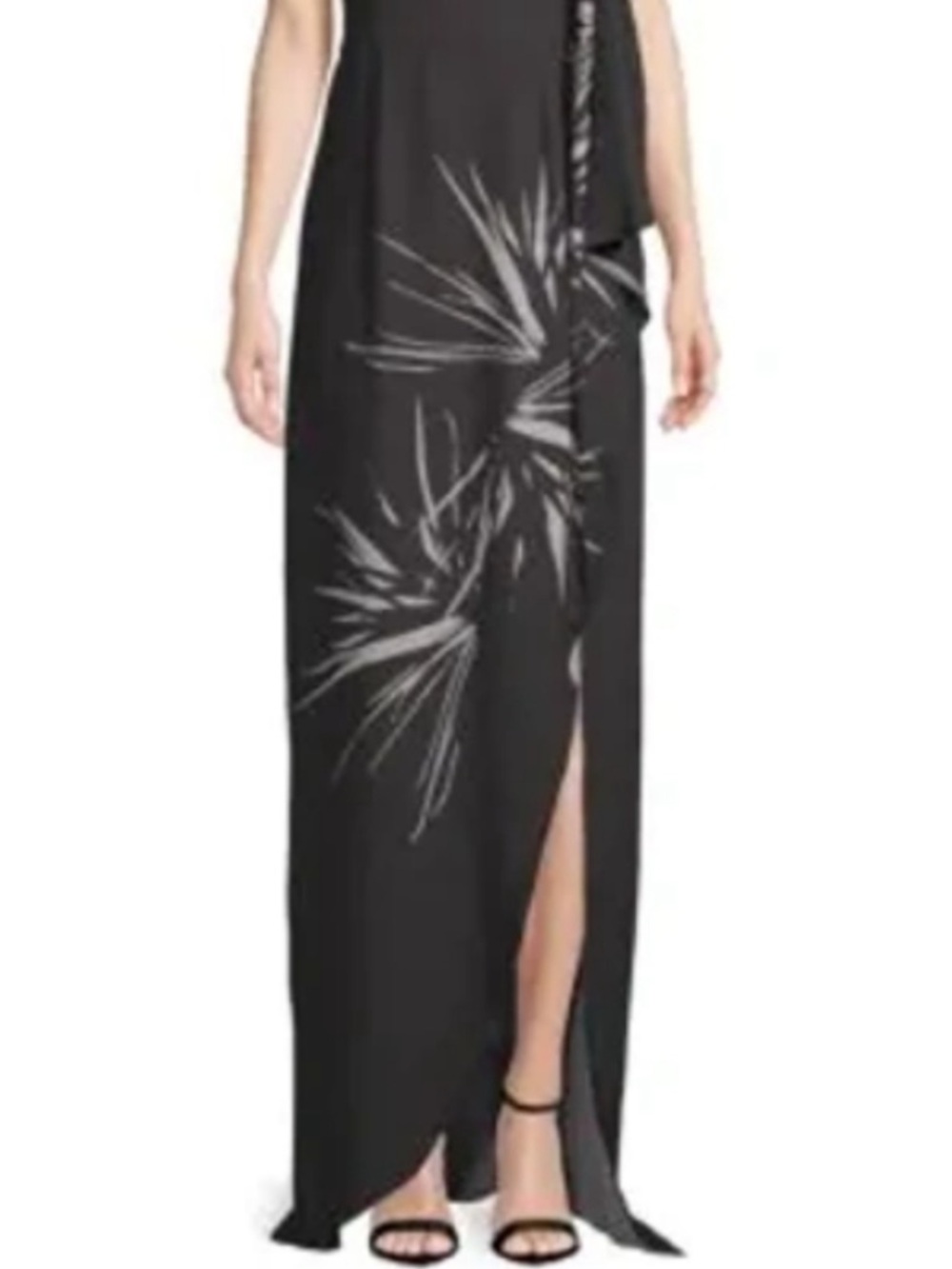 Halston Heritage Strapless Draped Maxi Gown Palm Print Size 10 NWT